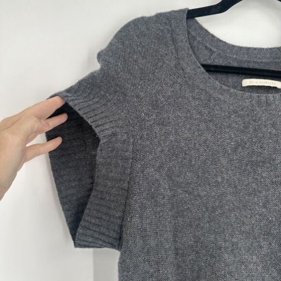 Y2K‎ Velvet by Graham & Spencer Cashmere Short Sleeve Gray Tunic Sweater Small - Picture 4 of 9